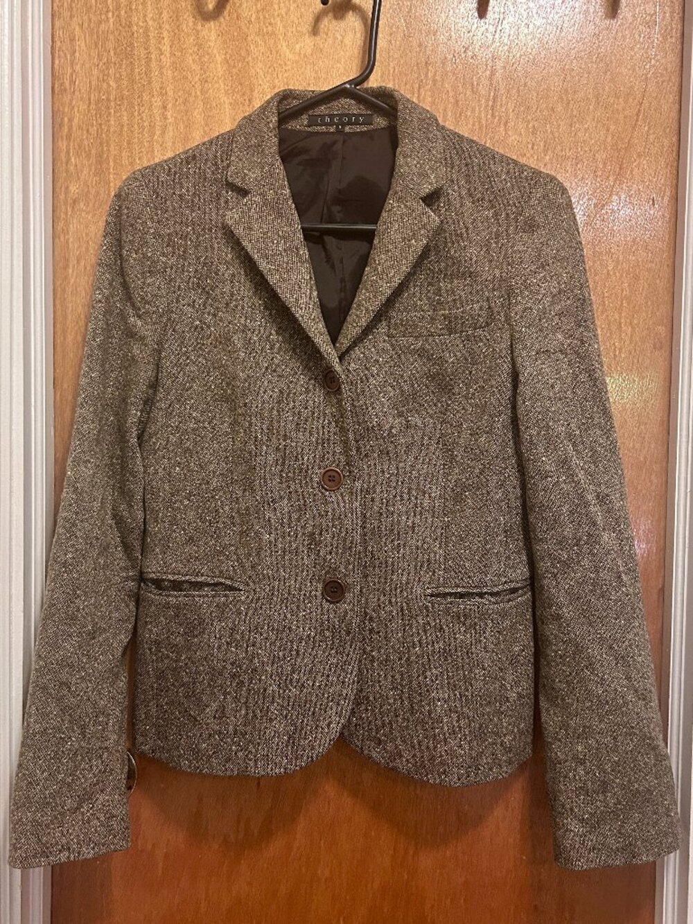 Theory women’s blazer size 6 brown tweed wool